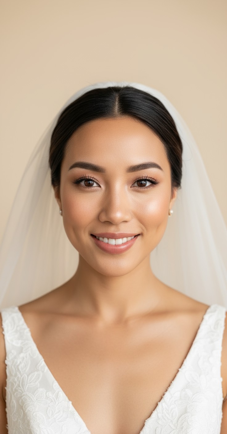After Low Bridal Updo With Veil